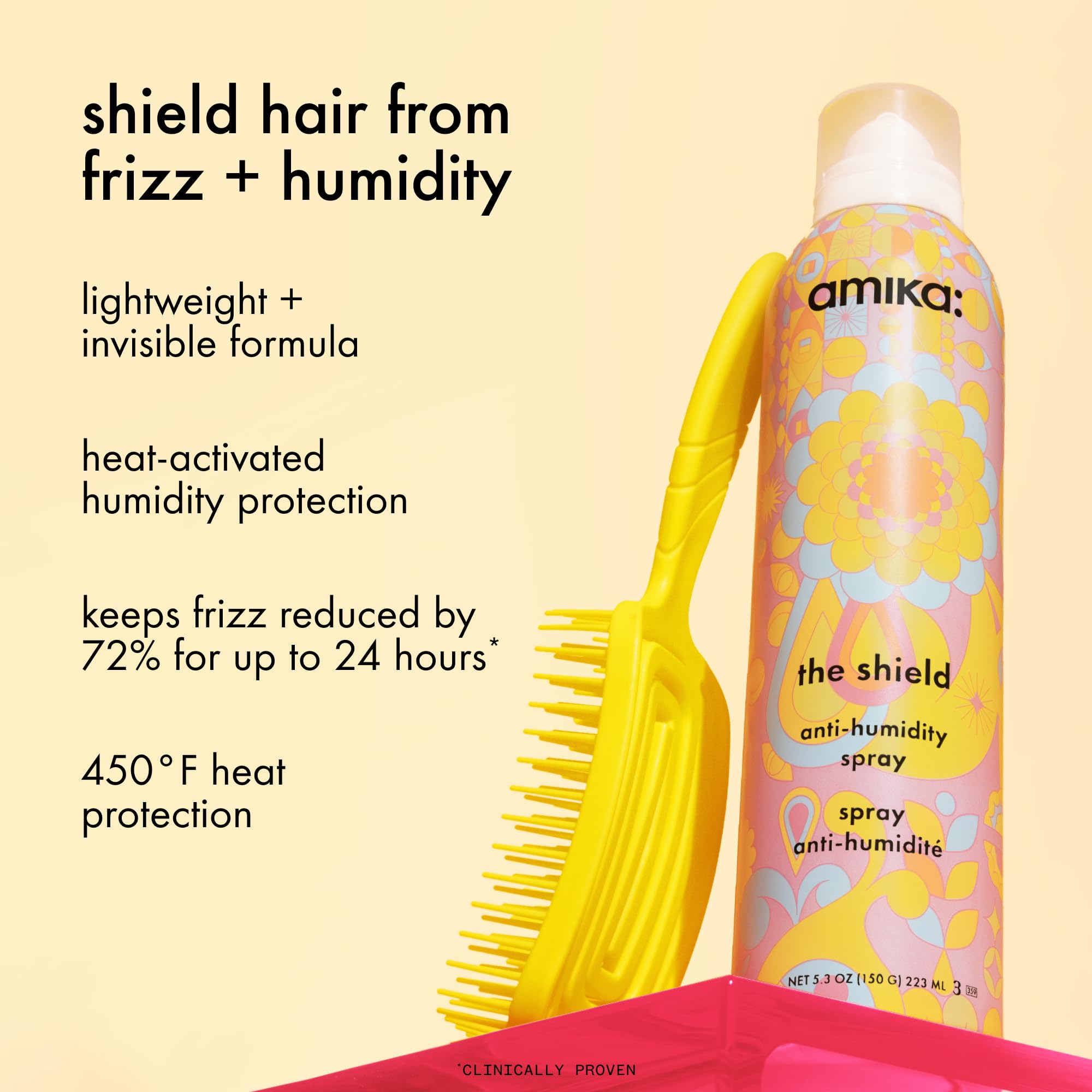 amika the shield anti-humidity spray | lightweight, invisible heat protection spray, contains UV filters, for smooth, frizz free hair