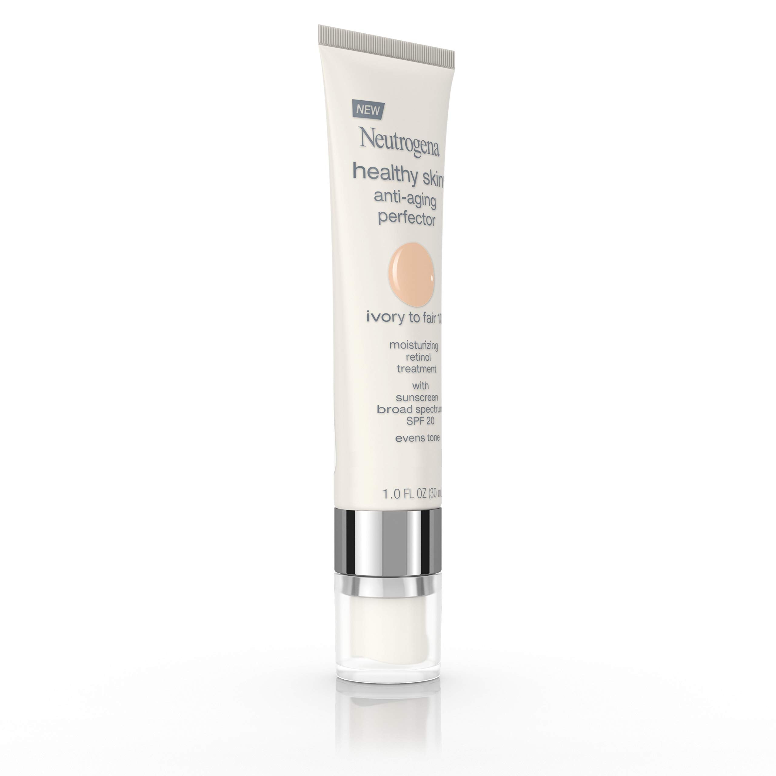 Buy now Neutrogena Healthy Skin Anti-Aging Perfector Tinted Facial Moisturizer and Retinol Treatment with Broad Spectrum SPF 20 Sunscreen with Titanium Dioxide, 10 Ivory to Fair, 1 fl. oz at indiglob india