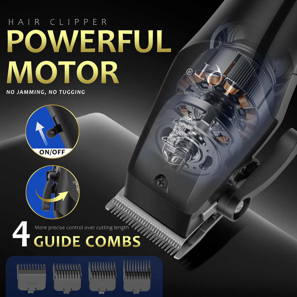 Hair Clippers for Men with LED Display, 4-Piece Cordless Grooming Kit with Hair Clipper, Beard Trimmer, Foil Shaver & Nose Trimmer, Complete Set for Home Barber