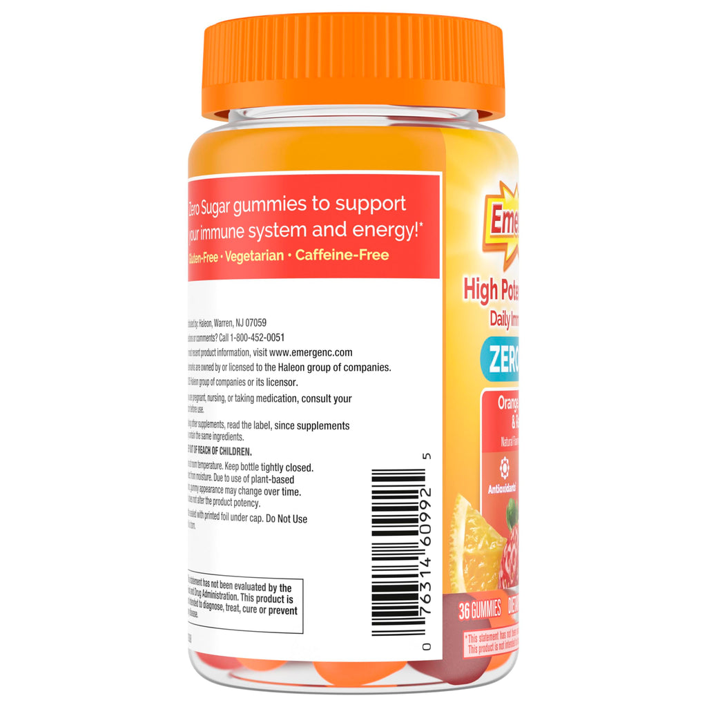 Emergen-C Vitamin C 250mg Gummies, Immune Support, Mixed Fruit, 36 Gummies | Zero Sugar, B Vitamins for Energy, Zinc and Manganese, Naturally Flavored, Allulose Sweetened