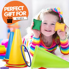 CircleCraft 31 Pcs. Plastic Cones and Rings Games Ring Toss Games for Adults, Carnival Games for Kids, Bean Bag for Kids Games Birthday Party, Yard Game, Sports & Outdoor Game for Family Party