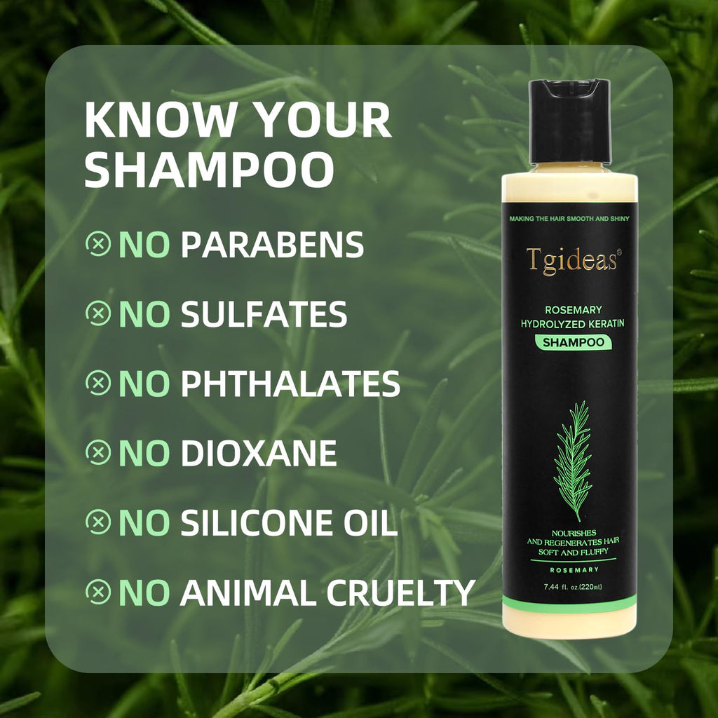 Rosemary Biotin Volumizing Shampoo for Thinning Hair, 7.4 Fl Oz | Keratin Strengthening, Helps Boost Volume, Reduce Breakage, Nourishes Scalp, Color-Treated Hair Safe Vegan, Gentle Daily Care