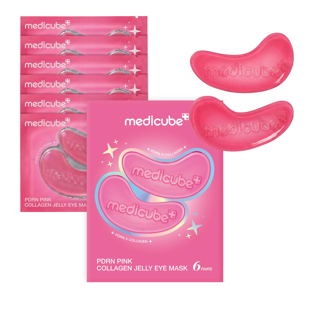 medicube Jelly Eye Mask PDRN Pink Collagen - Hydrogel Eye Patches, 28 Pairs | Eye Patches with PDRN, Collagen, NAD - For Puffy & Tired Eyes, Firming for Look of Wrinkles & Fine Lines, Korean Skincare