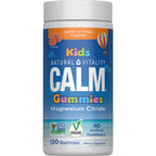 Natural Vitality Kids Calm Magnesium Gummies | Sweet Citrus Flavored Stress Relief Supplement | No Artificial Sweetners & Gluten Free Formula | 120 Count