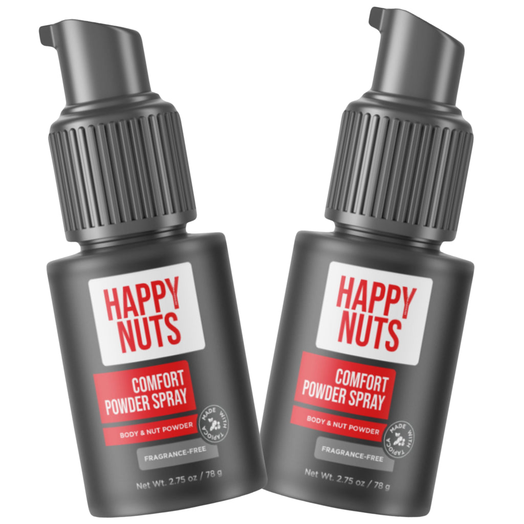 HAPPY NUTS Comfort Powder Spray Deodorant For Men: Anti-Chafing, Sweat and Odor Control for Jock Itch, Aluminum-Free, 2.75 oz (1 Pack), Fragrance-Free