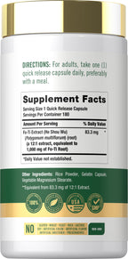 Carlyle Fo-Ti Supplement | 180 Capsules | He-Shou-Wu Root Extract