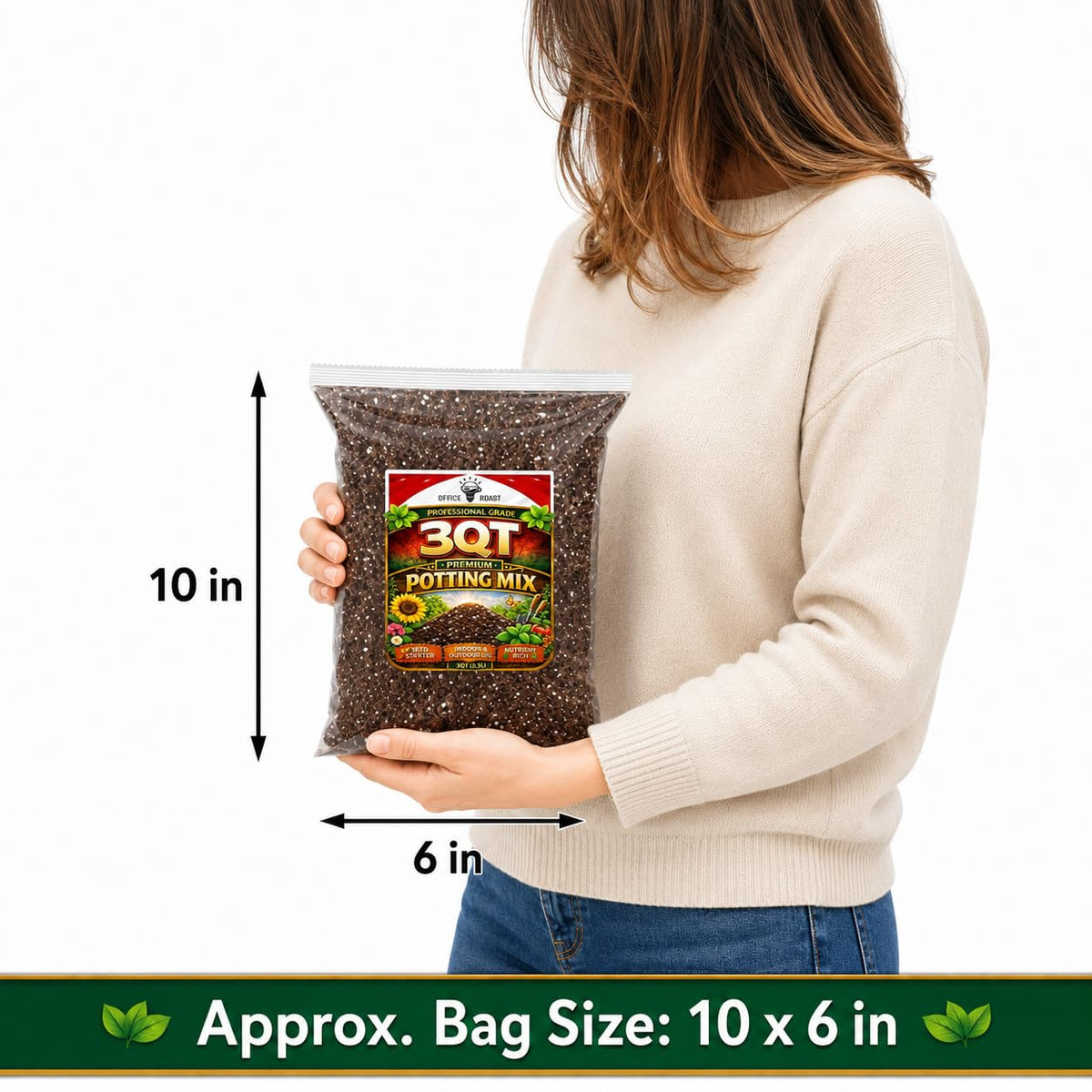 Potting Mix Soil 3 QT for Indoor Plants & Outdoor Gardening – Seed Starter Soil, All Purpose Planting Mix – Moisture Retaining, Fast Draining Soil for Seeds, Herbs, Flowers & Vegetables