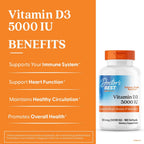 Buy now Doctor's Best Vitamin D3 5000IU, Non-GMO, Gluten & Soy Free, Regulates Immune Function, Supports Healthy Bones, White, No Flavour, 180 Count at indiglob india