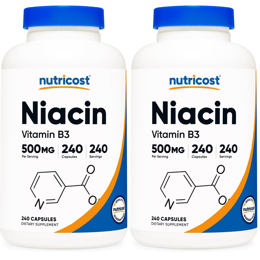 Nutricost Niacin (Vitamin B3) 500mg, 240 Capsules, with Flushing, GMO-Free | Gluten-Free