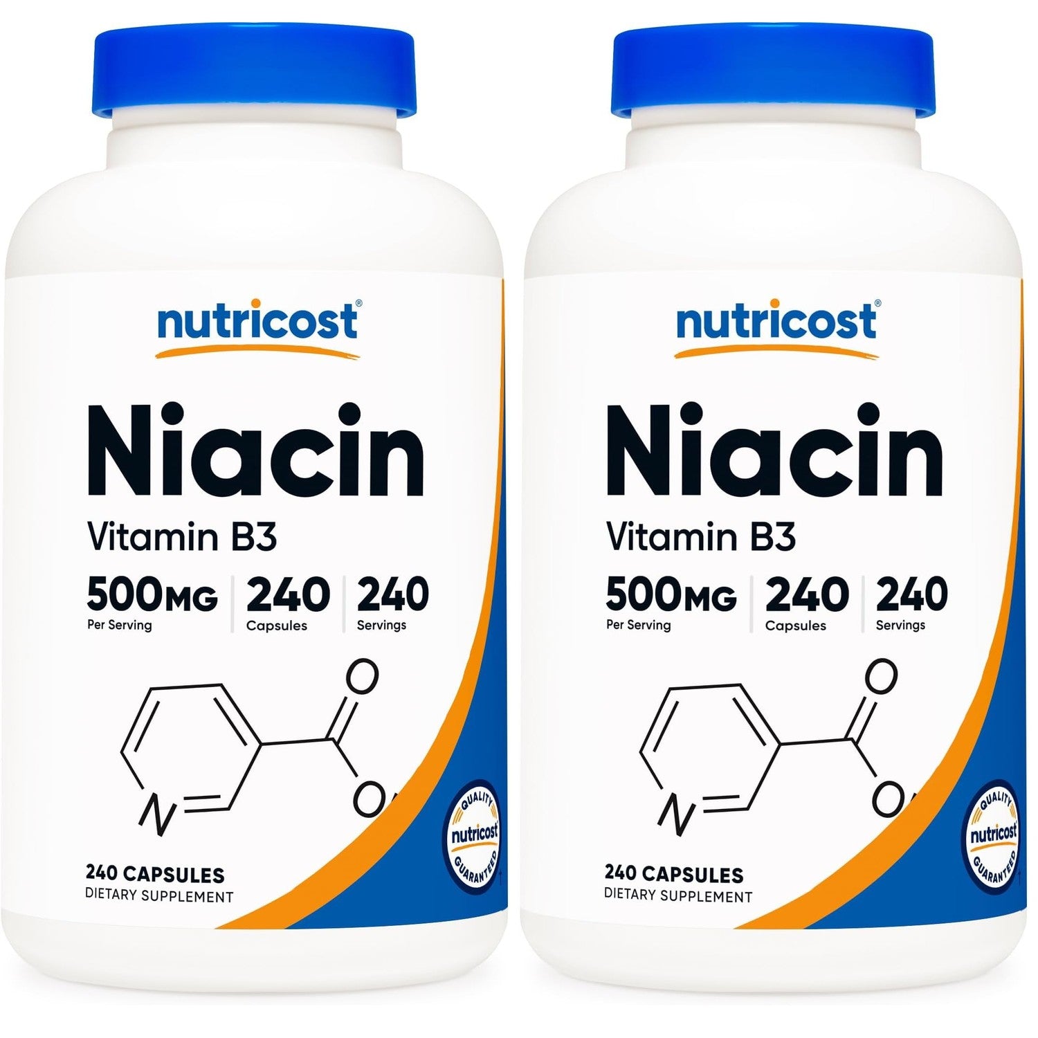 Nutricost Niacin (Vitamin B3) 500mg, 240 Capsules, with Flushing, GMO-Free | Gluten-Free