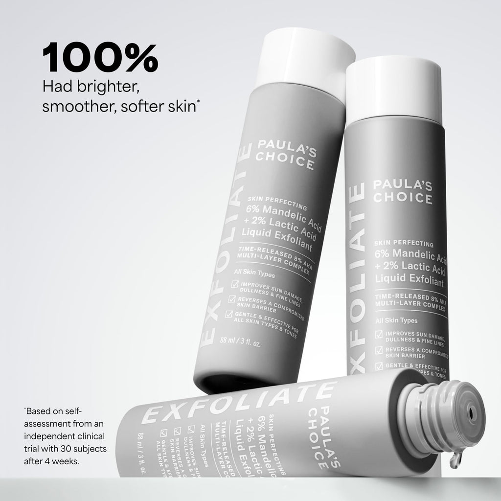 Paula's Choice 6% Mandelic + 2% Lactic Acid Liquid Exfoliant | Gentle AHA Exfoliation for Discoloration, Bumpy Texture & Radiance, for Sensitive Skin, Fragrance-Free
