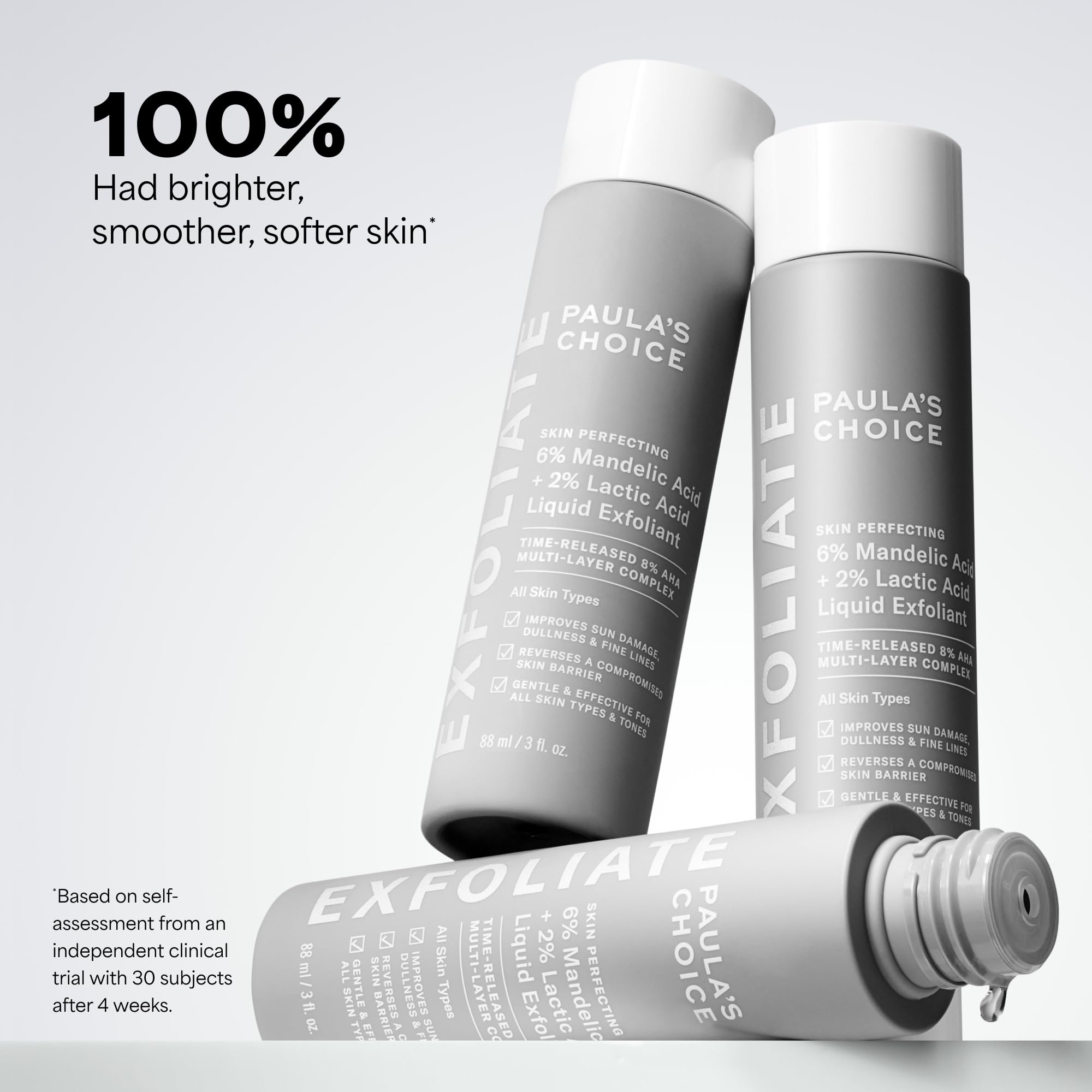 Paula's Choice 6% Mandelic + 2% Lactic Acid Liquid Exfoliant | Gentle AHA Exfoliation for Discoloration, Bumpy Texture & Radiance, for Sensitive Skin, Fragrance-Free
