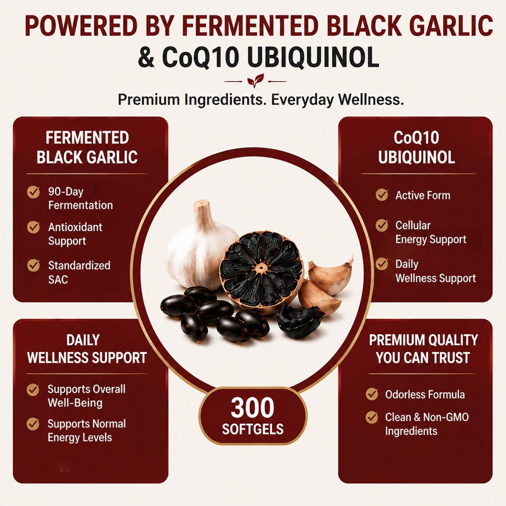 EverWell Black Fermented Black Garlic + CoQ10 Ubiquinol Softgels