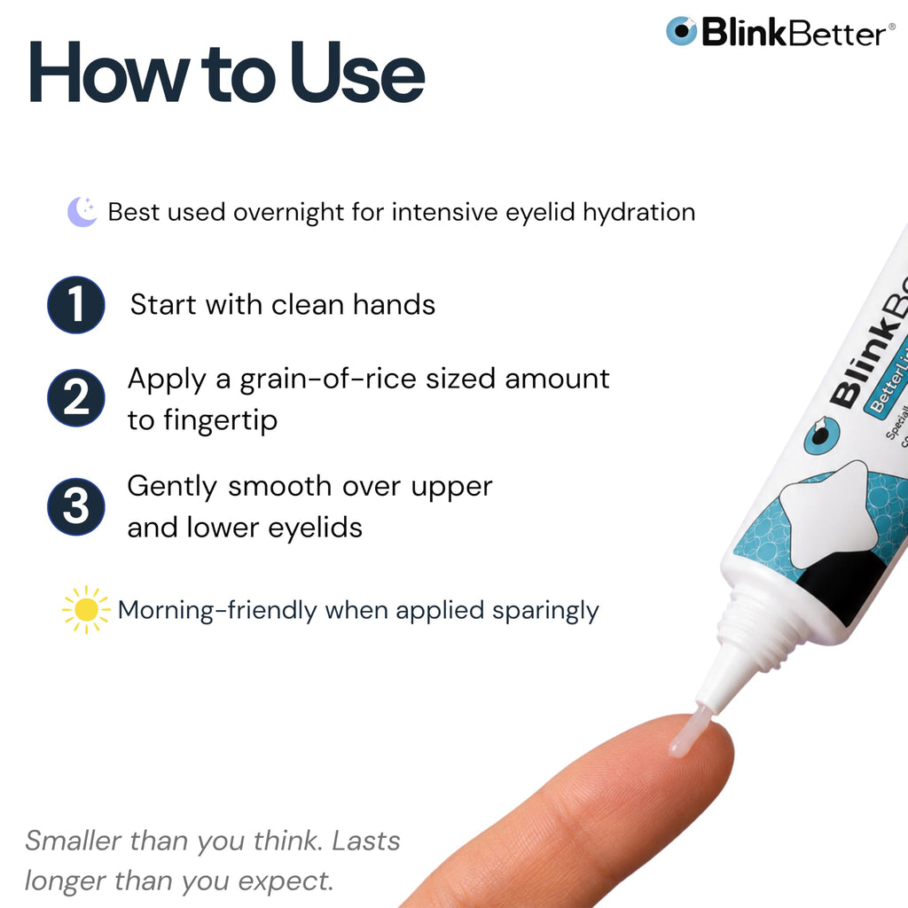 BlinkBetter Lanolin Free Eyelid Ointment 10g – For Sensitive & Dry Eyelids - Hydrates, Nourishes & Soothes – Moisturising Care for Dry, Itchy, Red, Sensitive, Flaky Skin Around the Eyes