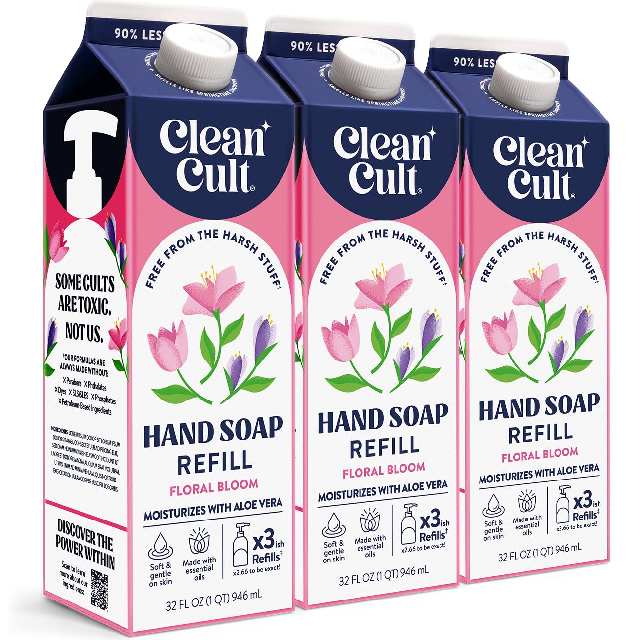 Buy now Cleancult Liquid Hand Soap Refills - Moisturizes Dry & Sensitive Skin - Made with Aloe Vera & Lavender Essential Oils - Wild Lavender - Eco Friendly - Paper-Based Packaging - 32 oz/2 Pack at indiglob india