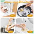 DEBETOOL 6-Piece Bamboo Dish Brush Set with Coconut Sponge