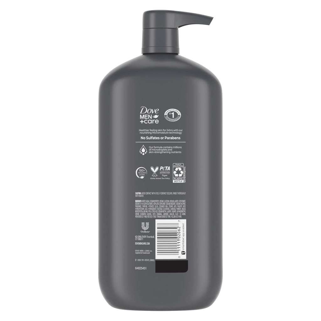 DOVE MEN + CARE Body and Face Scrub, Charcoal Body Wash, 30 oz | For rough skin, Helps exfoliate and hydrate, With charcoal + clay scrub, For daily showers, Micro moisture care