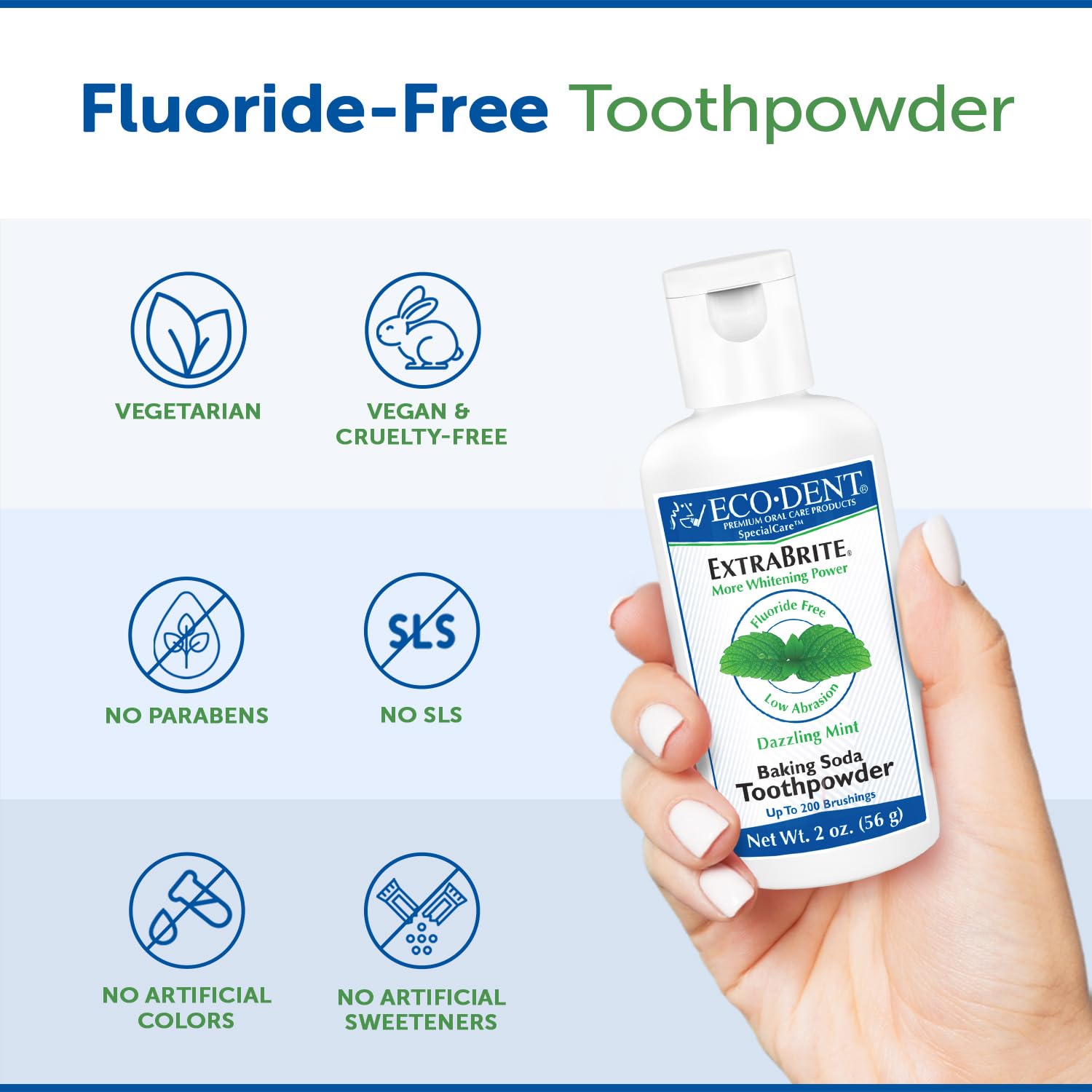 Buy now Eco-Dent ExtraBrite Baking Soda Tooth Powder, Mint â€“ SLS & Fluoride-Free Toothpaste Powder with Oxidizing Calcium Peroxide, Whitening Toothpaste Alternative + DailyRinse Single-Use Pack at indiglob india
