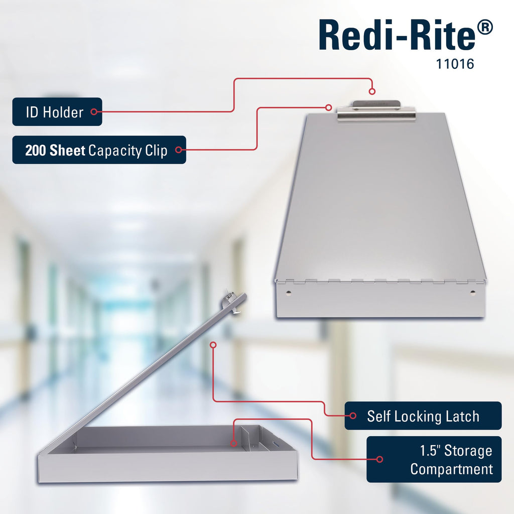 Saunders Redi-Rite Aluminum Storage Clipboard, Nursing, Letter Size, Silver