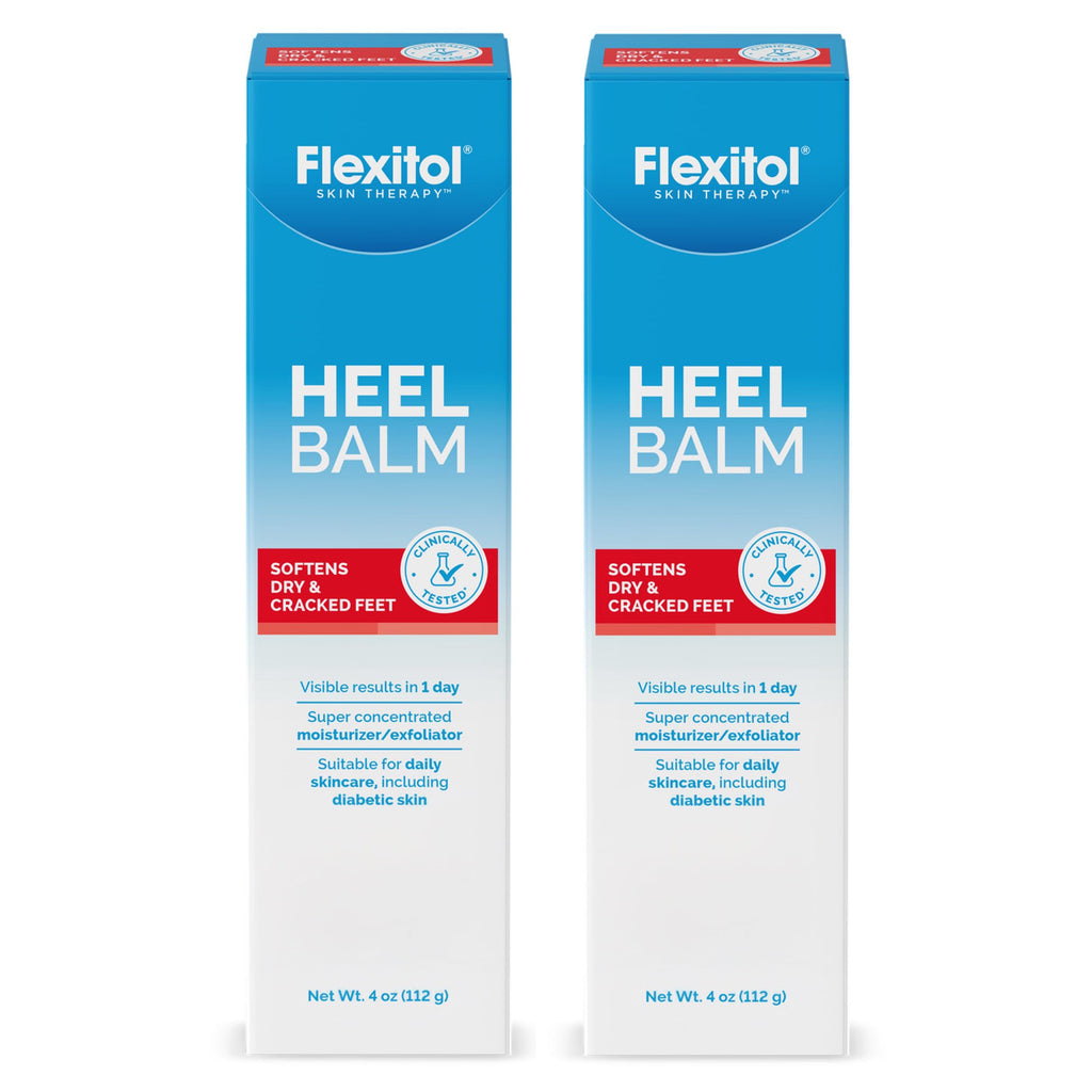 Flexitol Heel Balm Twin Pack, 25% Urea Cream for Dry Cracked Heels | 2x4 oz | Exfoliates & Moisturizes with Aloe, Vitamin E & Shea Butter, Visible Results in 1 Day, Diabetes-Friendly