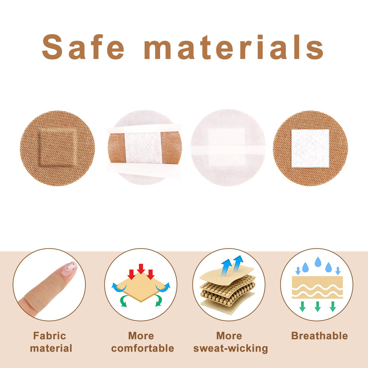 120pcs Round & Oval Bandages for Face, Circle Bandages, Elastic Fabric