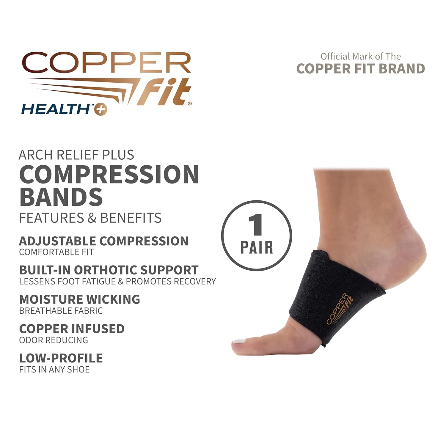 Buy now Copper Fit CFACBP Health Unisex Arch Relief Plus with Built-In Orthotic Support, Black at indiglob india