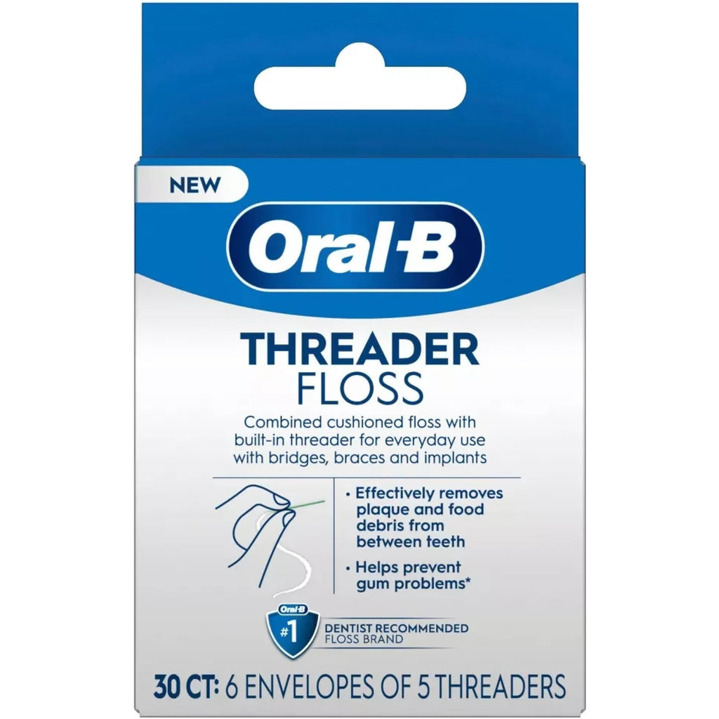 Buy now Oral-B Threader Floss, 30-Count: 6 envelopes of 5 threaders (Value Pack of 3) at indiglob india