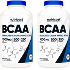 Nutricost BCAA 1000mg, 500 Capsules, 2:1:1 Branched Chain Amino Acids | 250 Servings, 500mg L-Leucine, 250mg L-Isoleucine, 250mg L-Valine