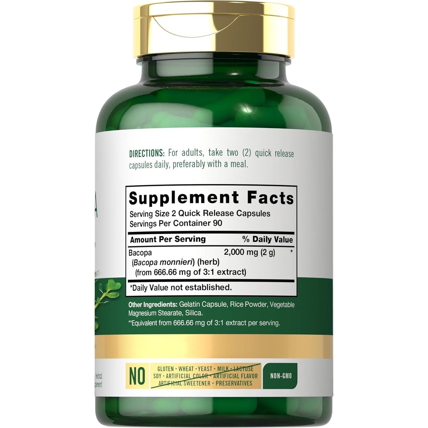 Buy now Carlyle Bacopa Monnieri Capsules | 180 Capsules | Gluten Free Supplement at indiglob india