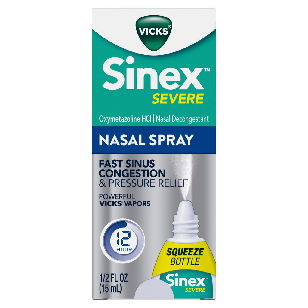 Buy now Vicks Sinex SEVERE, Nasal Spray, Original Sinus Decongestant for Fast Relief of Cold & Allergy Congestion, Sinus Pressure Relief, 0.5 Fl. Oz (Pack of 4) at indiglob india