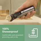 Norelco Philips All-in-One 9000 23-in-1 Trimmer, Face, Hair & Body, Steel | Beard Styler, Nose, Detail Trimmer, Body Shaver, Hair Clipper, Steel Blades, 29 lengths, 6-Hr Runtime, Showerproof, MG9575/49