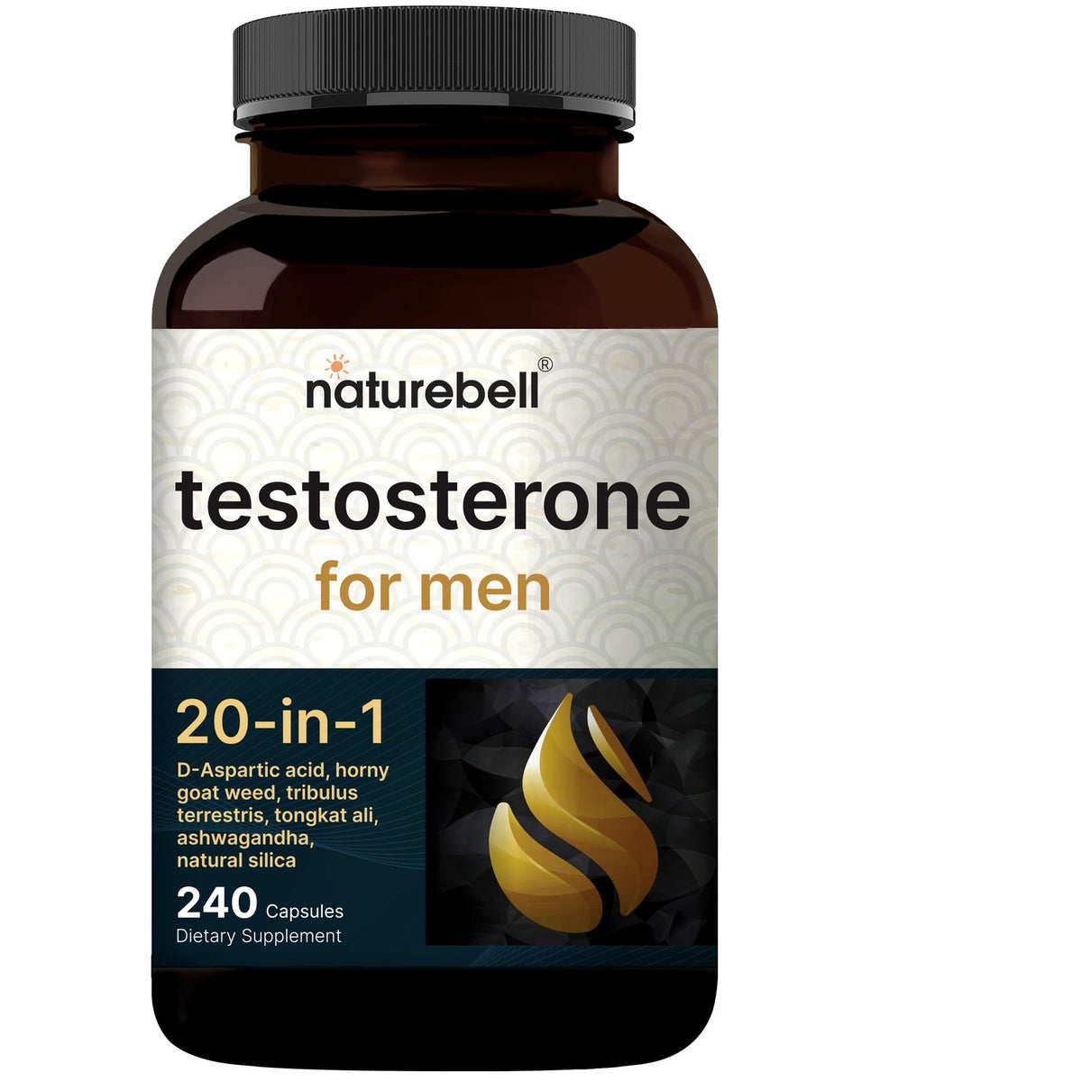 NatureBell Testosterone for Men, 240 Capsules | 20-in-1 Mens Health Complex with D-Aspartic Acid, Horny Goat Weed, Tribulus, Tongkat Ali, Saw Palmetto, Ashwagandha, L-Citrulline, & Creatine*