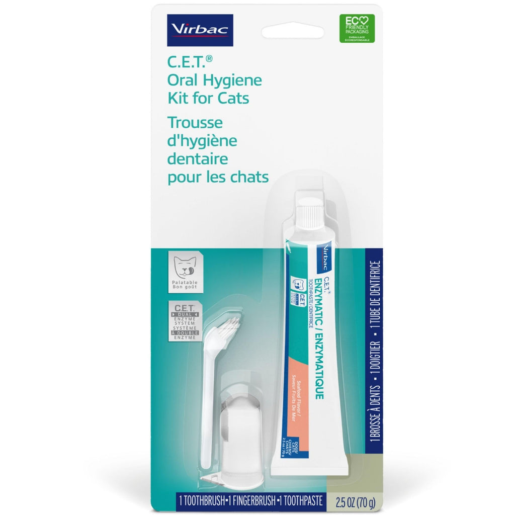 C.E.T. Oral Hygiene Kit for Cats, Seafood flavor Toothpaste with Toothbrush