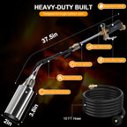Propane Torch Kit Weed Burner 1,800,000 BTU, Built-in Igniter, 10FT Hose