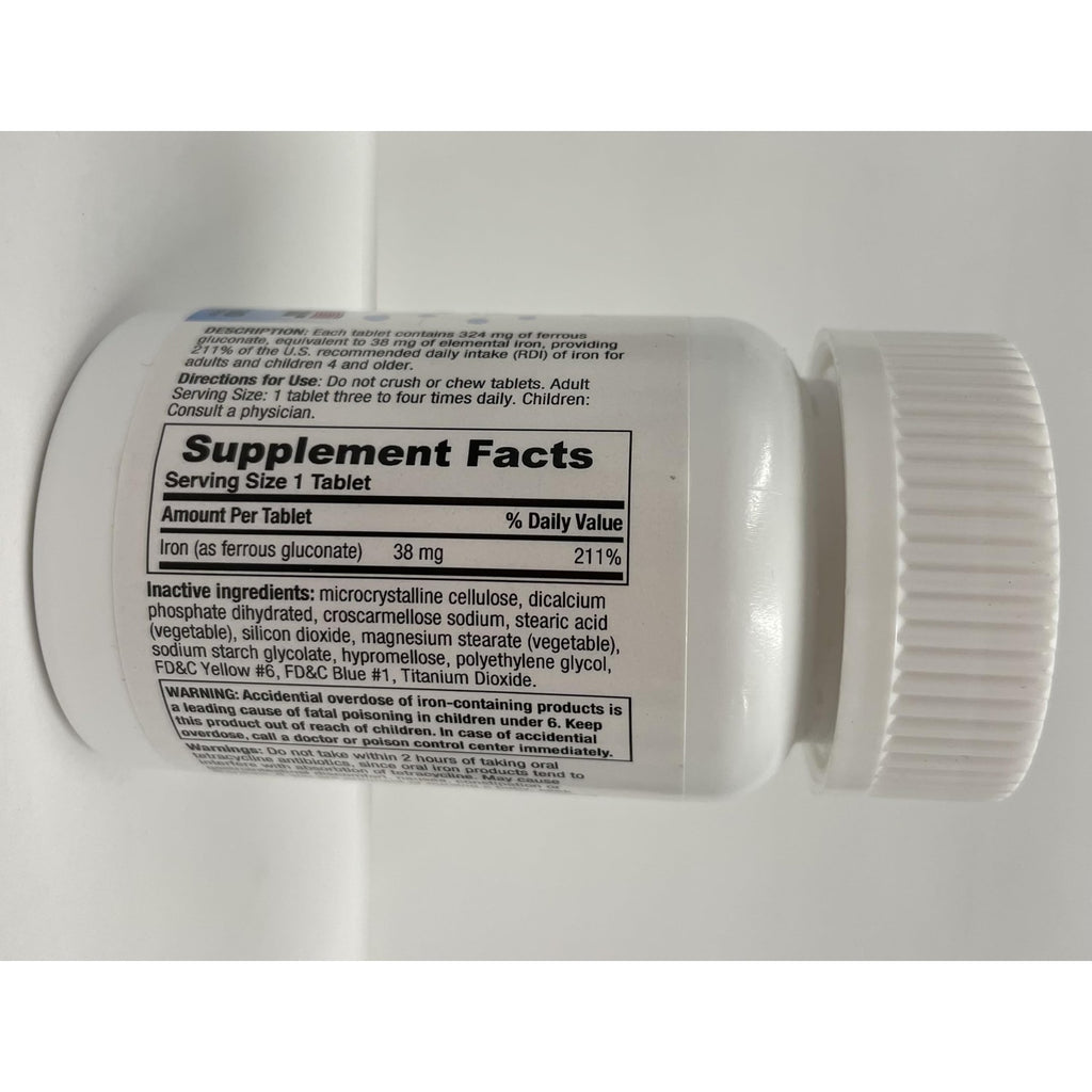 Puregen Labs Ferrous Gluconate 324 mg [High Potency] Iron Supplement, Gentle on Stomach - 100 Tablets