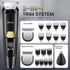 Ufree 3-in-1 Beard Trimmer for Men, IPX6 Waterproof Electric Razor | Gifts for men, Beard, Nose, Hair, Stainless Steel Blades, USB-C Charge, 120-Min Usage, 8000 RPM, Wet and Dry, Travel Lock