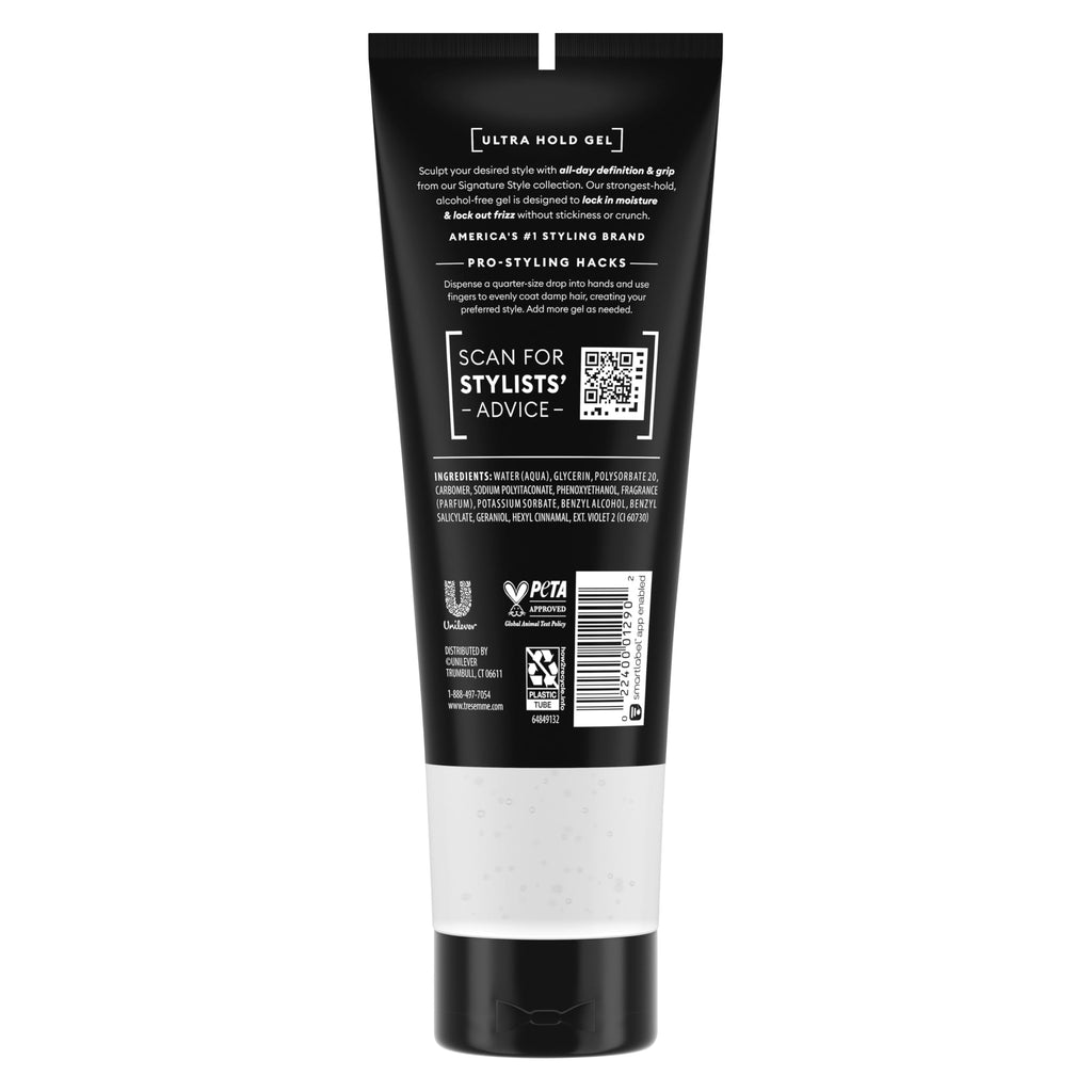 TRESemmé Hair Gel Ultra Hold Maximum Hold 24H Frizz Control 9 oz | For frizz-prone hair, Helps moisturize & add shine, Sculpting, Ultra strong hold, Humidity protection