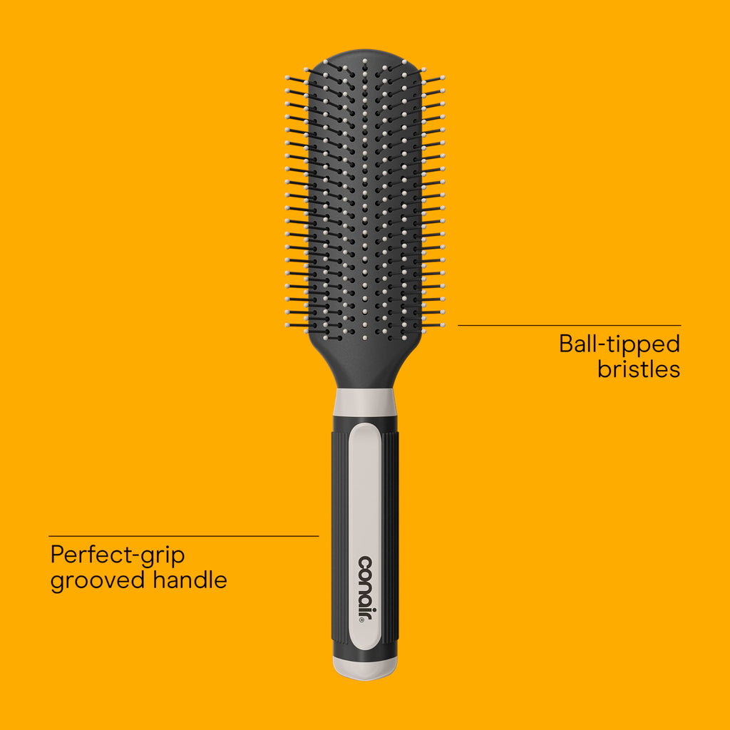 Conair Salon Results Detangling Hairbrush Set, 3-Pack Brushes for Men and Women, All Hair Types and Lengths with Nylon Bristles