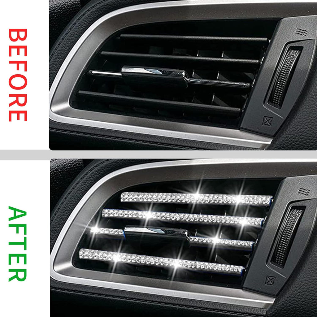 Buy now INSAUTO Bling Car Vent Outlet Trim,Bling Car Accessories for Women and Girls,10Pcs Rhinestone Car Air Conditioner Vent Decoration Strip(White) at indiglob india