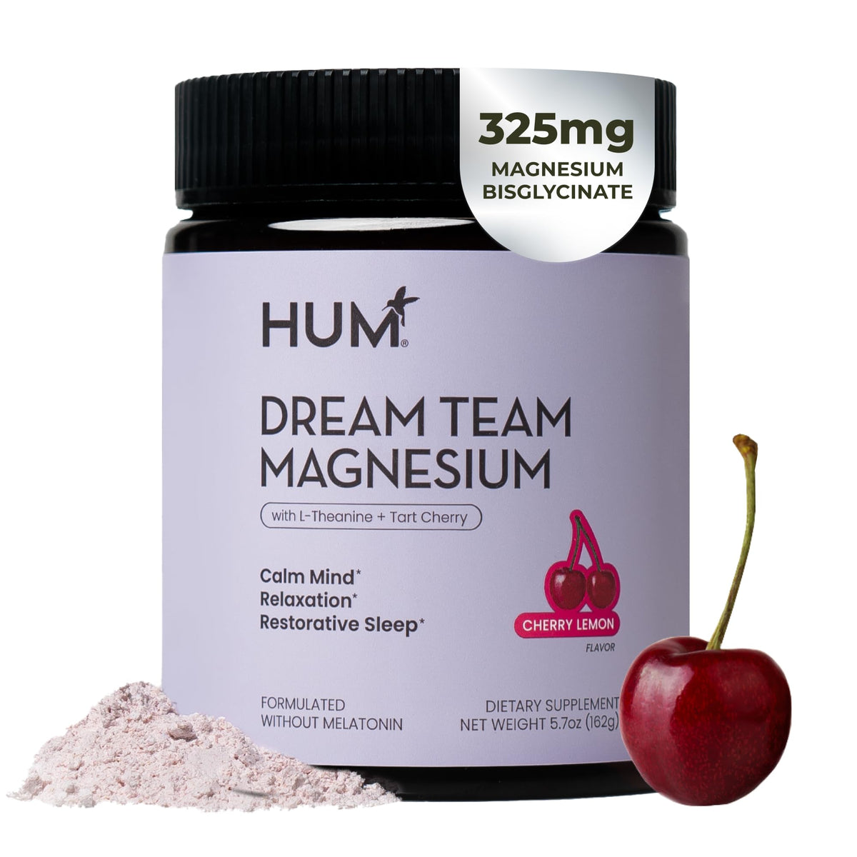 HUM Dream Team Magnesium Powder for Nighttime, Cherry Lemon, 30 Servings