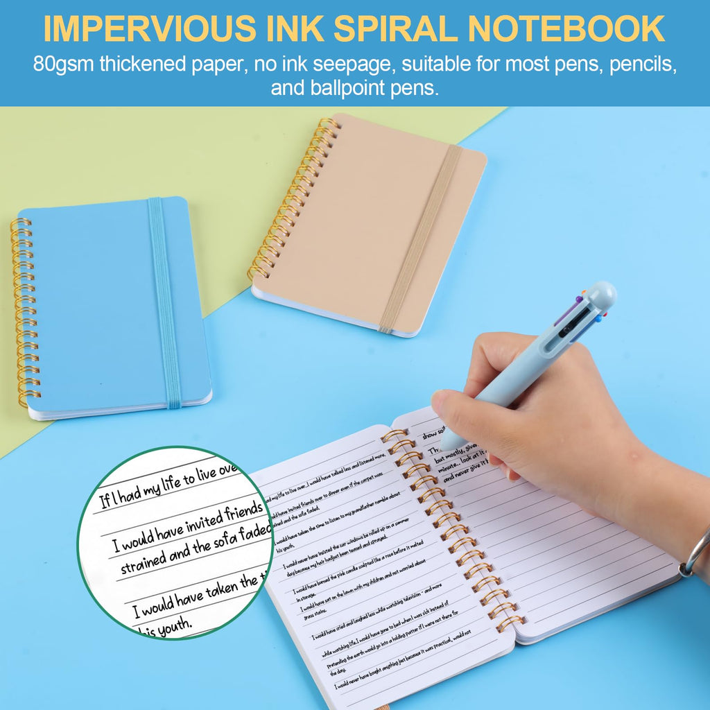 Azureal 6 PCS Small Spiral Notebook 4x6, Notebooks for Note Taking, Scheme Spiral Journal Notebook, Work Notebook Small Notebooks with Strap, Cute Notebooks for Women(Morandi Color)