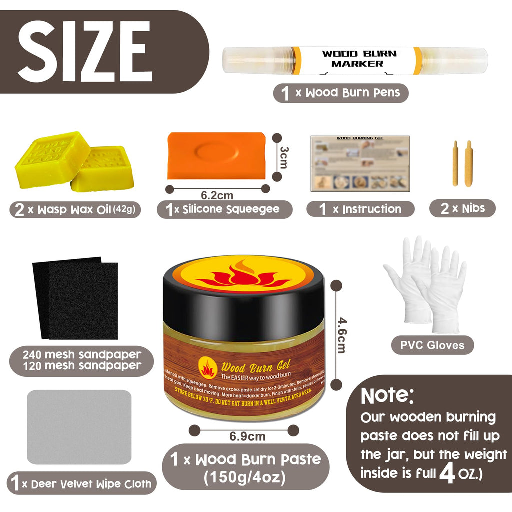 1DFAUL Wood Burn Paste Pen Kit, 4OZ Wooden Burning Gel & Wood Burn Marker