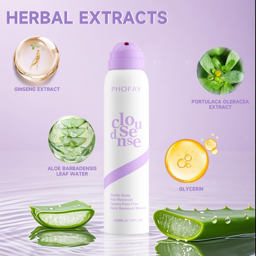 PHOFAY Smooth Hair Removal Cream for Women and Men Body hair removal spray | Sensitive Skin Fast-Acting Aloe Hyaluronic Acid Cloudsense Hair Removal Spray Dermatologist-Recommended (1, Depilatory Cream)