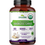 Zazzee USDA Organic Odorless Garlic 20:1 Extract, 1% Allicin, 100 Capsules | Vegan, 3+ Month Supply, Allium Sativum, Immune, Circulation & Heart Health Support, All-Natural, Non-GMO, Made in the USA