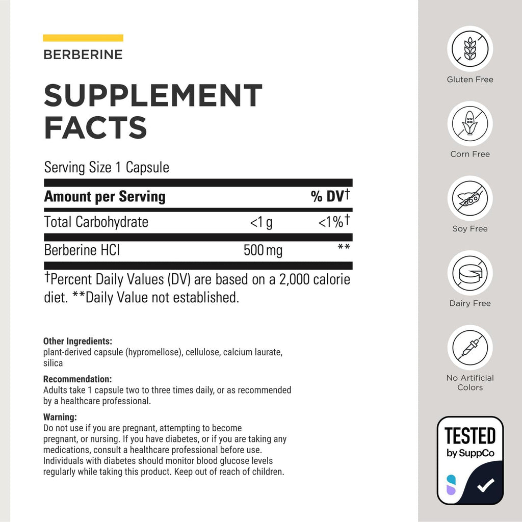Integrative Therapeutics® Berberine - 1000–1500 mg Daily - Berberine HCL Supplement for Metabolic Support* - Gluten-Free & Vegan Supplements for Men & Women - 60 Capsules