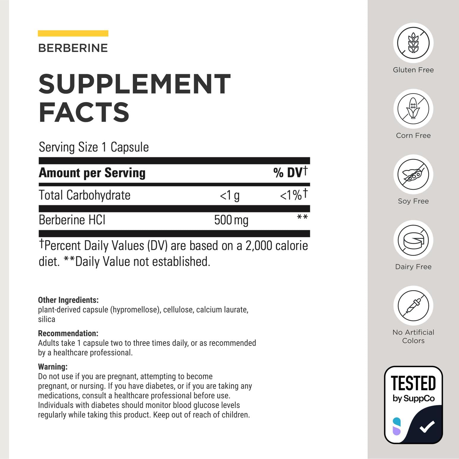 Integrative Therapeutics® Berberine - 1000–1500 mg Daily - Berberine HCL Supplement for Metabolic Support* - Gluten-Free & Vegan Supplements for Men & Women - 60 Capsules