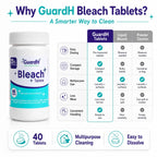 Bleach Tablets for Laundry & Household Cleaning – 40 Count Fast Dissolving Bleach Tabs for Washer, Toilet, Bathroom & Kitchen – Liquid Bleach Alternative – GuardH