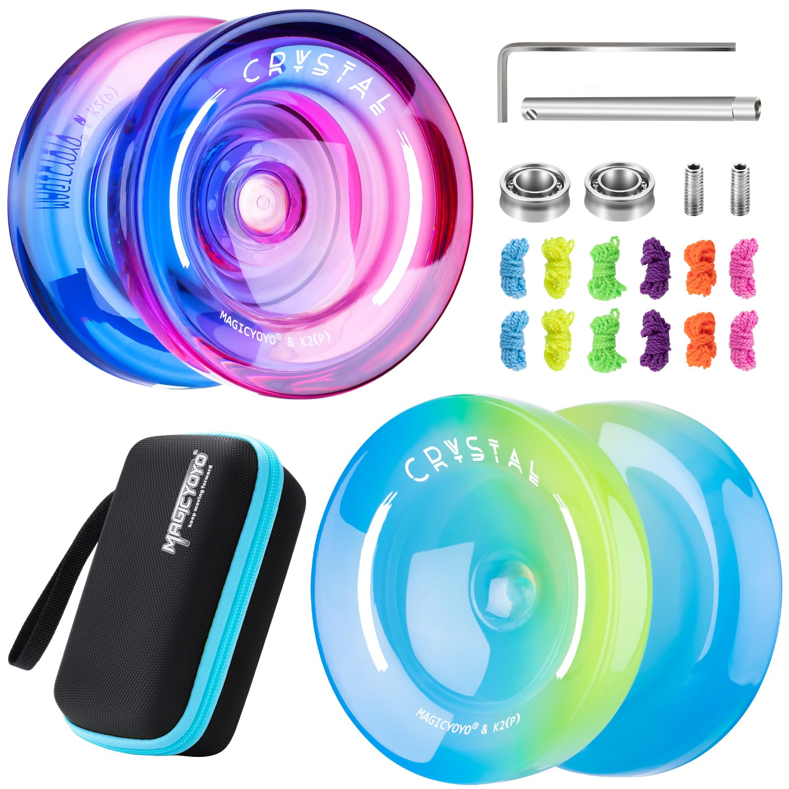 Buy now MAGICYOYO K2 Plus Crystal Orange Yoyo, Professional Fingerspin Trick Yo Yo for Kids/Adults, Responsive Yo-yo for Beginner, Replacement Unresponsive Bearing with 6 Yo yo Strings+Bearing Remover at indiglob india