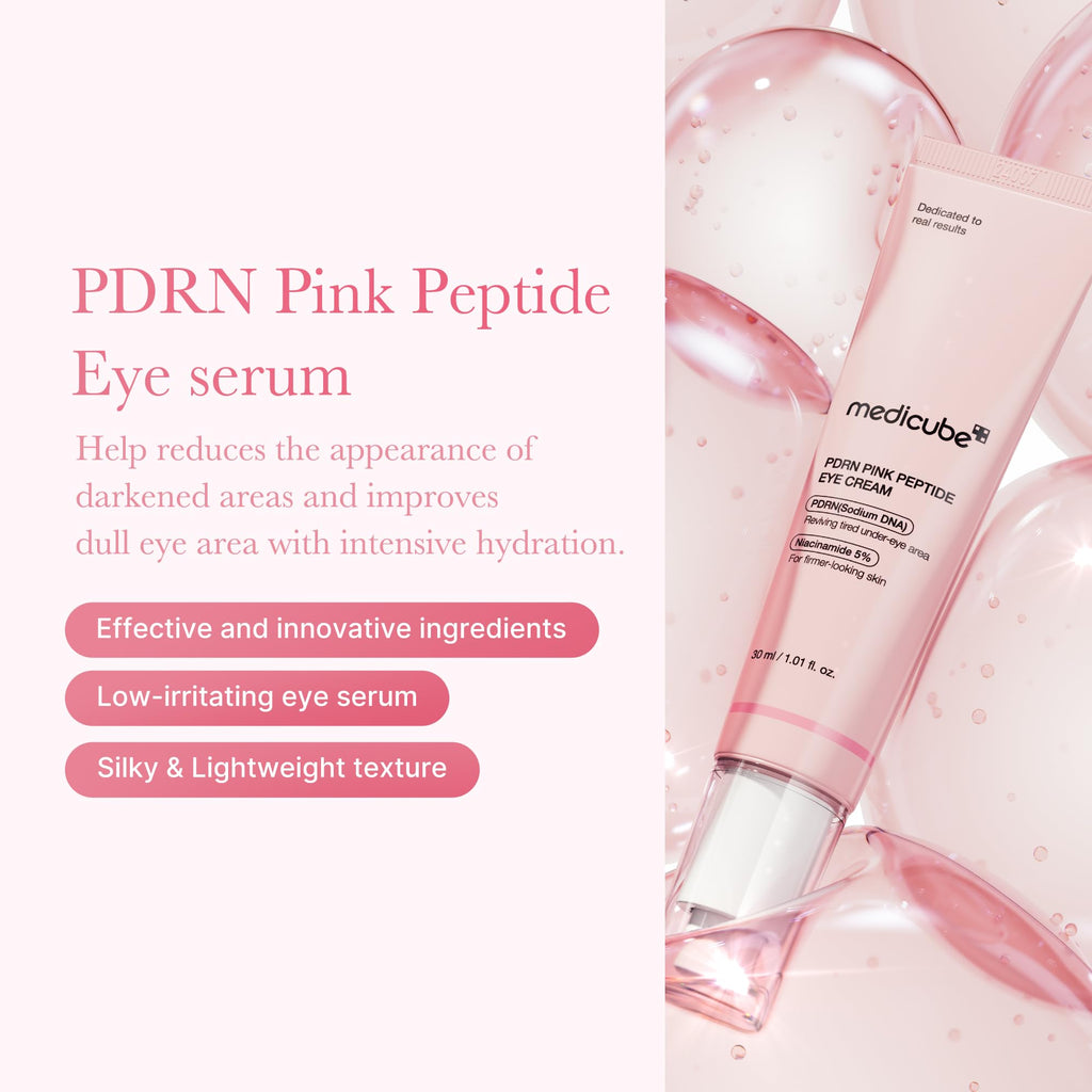 medicube Eye Serum with Salmon DNA PDRN & Pink Peptides | 99% Purity Retinol for Fine Lines - PDRN & Niacinamide for Uneven Skin Tone, Korean Skincare, 1.01 fl.oz