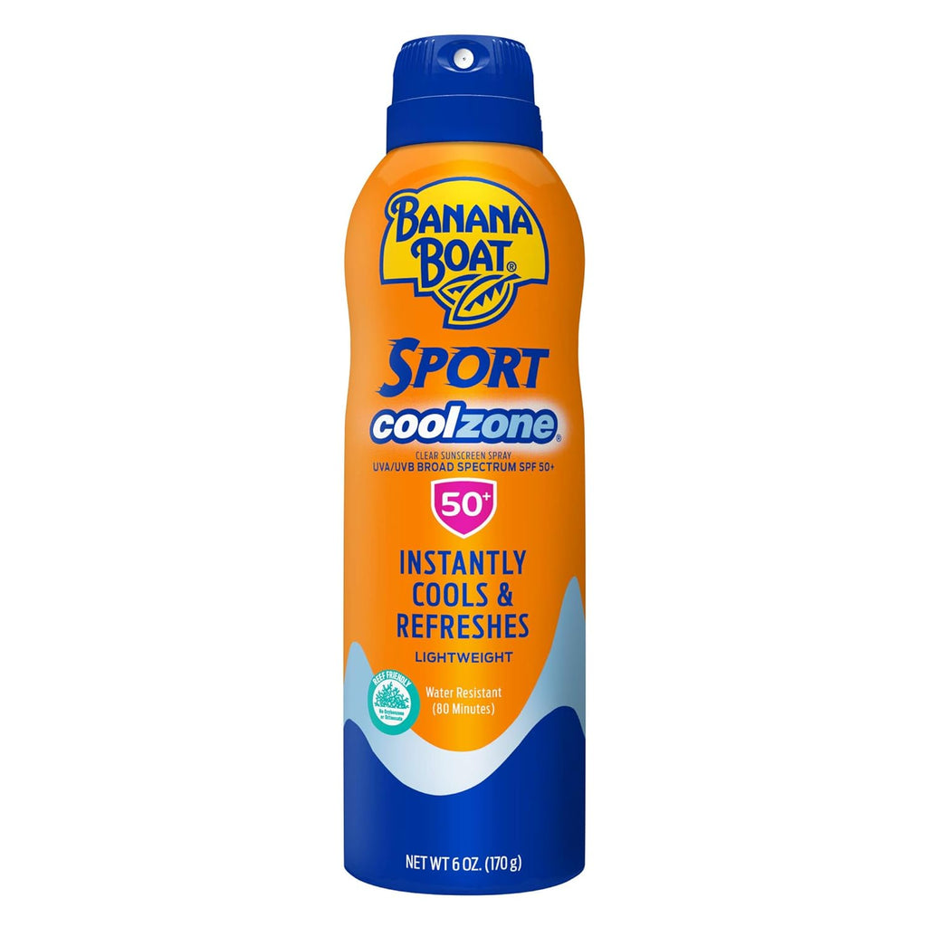 Buy now Banana Boat Sport Cool Zone SPF 50 Sunscreen Spray, 6oz | Sport Sunscreen Spray SPF 50, Clear Sunscreen Spray, Banana Boat Sunscreen Spray SPF 50, Oxybenzone Free Sunscreen, 6oz 6 Ounce (Pack of 1) SPF 50 at indiglob india